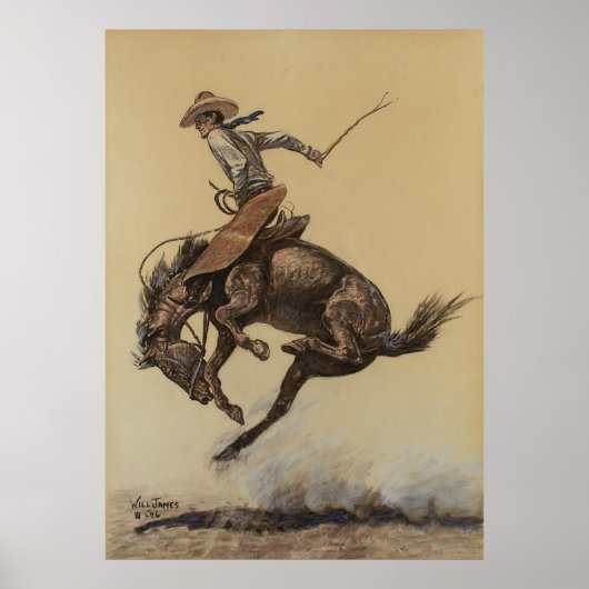 “Steigerend Paard” Westerse Kunst van Will James Poster (Voorkant)