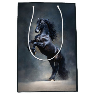 Steigerend zwart paard medium cadeauzakje
