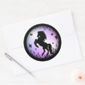 Steigerend zwart paard ronde sticker (Envelop)