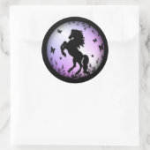 Steigerend zwart paard ronde sticker (Tas)