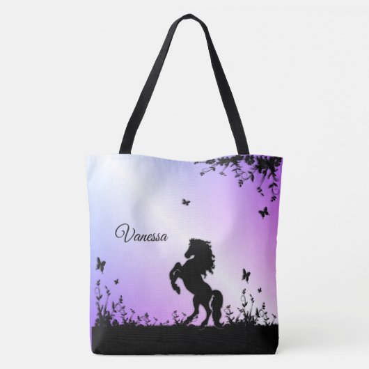 Steigerend zwart paard tote bag (Achterkant)