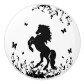 Steigerende zwarte hengst keramische knop (Voorkant)