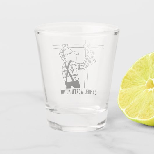 Steigers & steigers Cartoon. Personaliseren. Shot Glas (Achterkant)