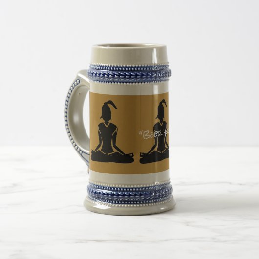 Stein-Beer Yoga Stein w/Gold en Blue Bierpul (Voorkant links)