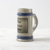 Stein met blauwe sierstrip bierpul (Voorkant rechts)