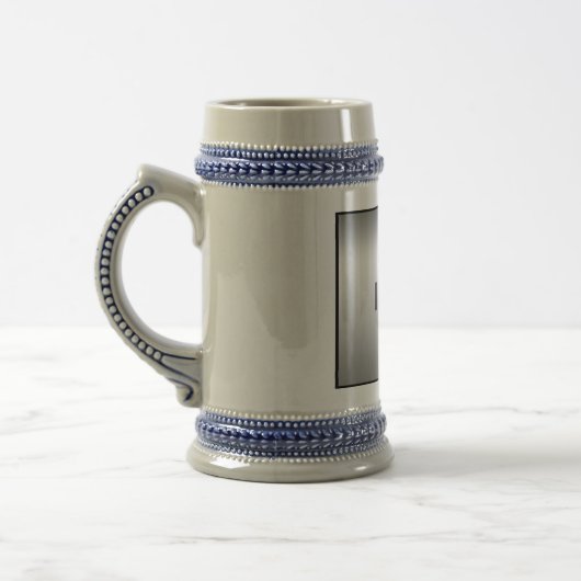 Stein met blauwe sierstrip bierpul (Links)