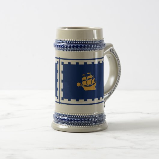 Stein Mug with Flag of Quebec City, Canada Bierpul (Voorkant rechts)