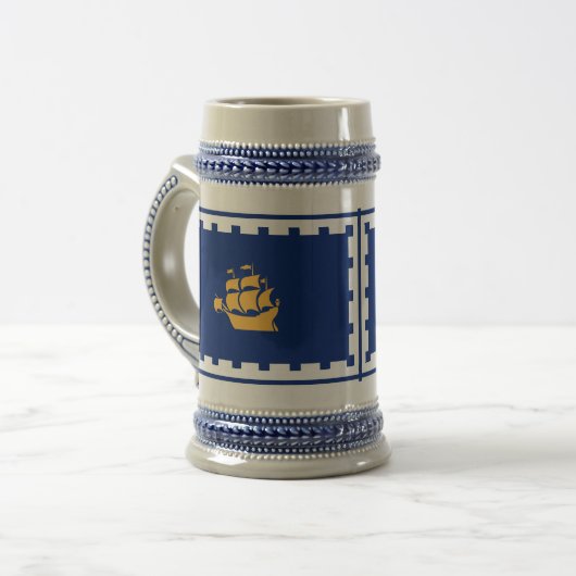 Stein Mug with Flag of Quebec City, Canada Bierpul (Voorkant links)