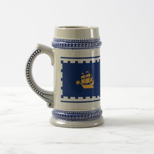 Stein Mug with Flag of Quebec City, Canada Bierpul (Links)
