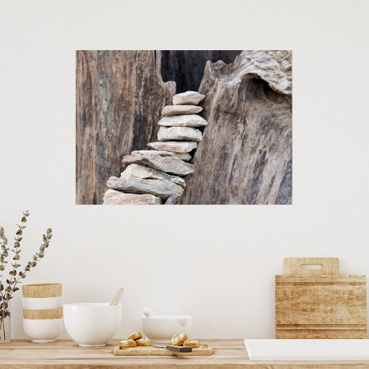 Stein und Holz (vertikal) Poster (Keuken)