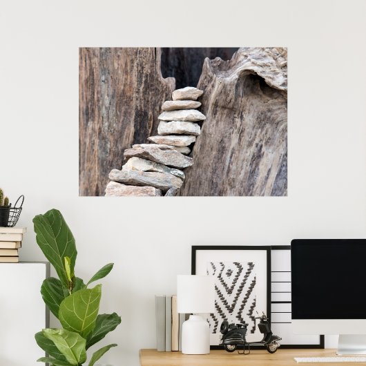 Stein und Holz (vertikal) Poster (Thuiskantoor)