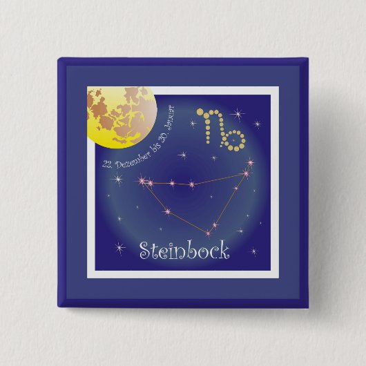 Steinbock 22. Dezember bis 20. Januar-Buttonnen Vierkante Button 5,1 Cm (Voorkant)