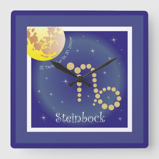 Steinbock 22 Dezember bis 20. Januar Uhr Vierkante Klok (Voorkant)