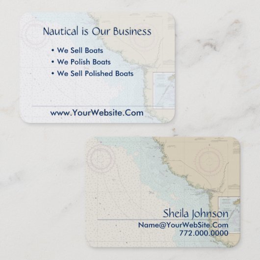 Steinhatchee FL Boating Nautical Chart Blauwe Tan Visitekaartje (Voorkant / Achterkant)