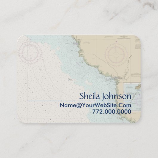 Steinhatchee FL Boating Nautical Chart Blauwe Tan Visitekaartje (Achterkant)
