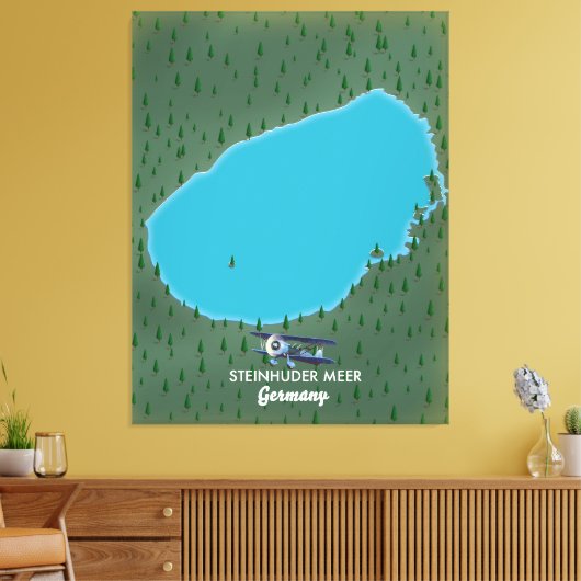 Steinhuder Meer Germany-kaart Canvas Afdruk (Insitu (Woonkamer))