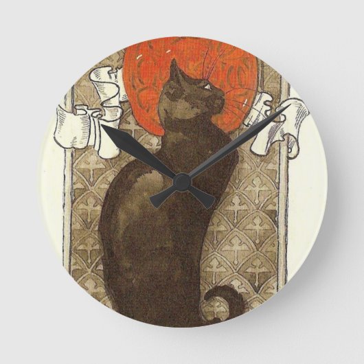 Steinlein's Cat - Art Nouveau Ronde Klok (Voorkant)