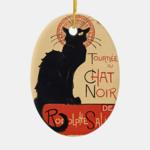 Steinlen Art Nouveau Stijl Zwarte Kat Vintage Prin Keramisch Ornament