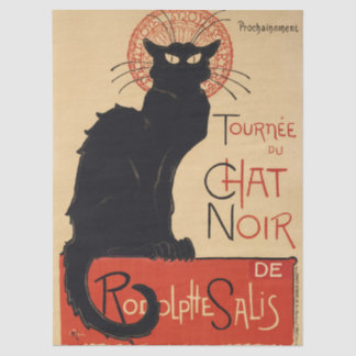Steinlen Art Nouveau Stijl Zwarte Kat Vintage Prin Tissuepapier
