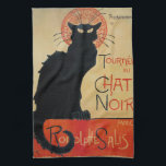 Steinlen Art Nouveau Tournee du Chat Noir Theedoek<br><div class="desc">Tournee du Chat Noir (Tour of the Black Cat) van Theophile Steinlen, kleurenlathografen op papier, 1896, is een kunstmatig poster dat de beroemde club van Parijs en het café Le Chat Noir adverteren. Een stijlvolle silhouettekening van een kat met doorboeiende gele ogen staert naar de kijker met een halo letters...</div>