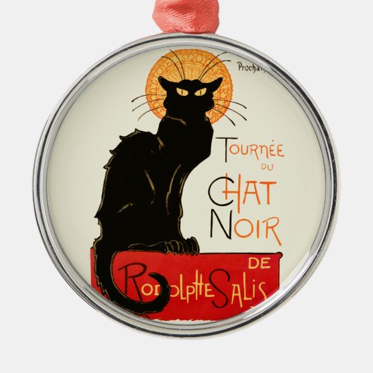 Steinlen Black Cat Classic Artwork Metalen Ornament (Voorkant)