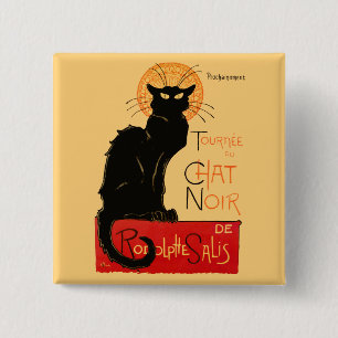 Steinlen Black Cat Classic Artwork Vierkante Button 5,1 Cm