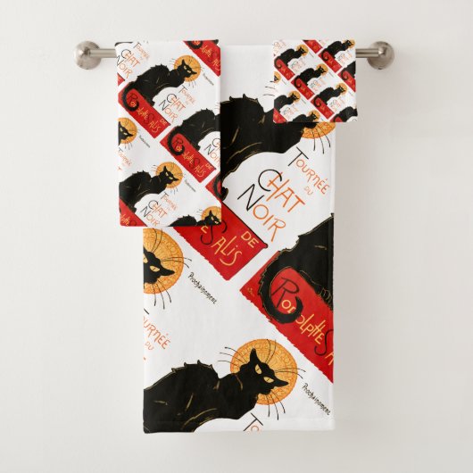 Steinlen Black Cat Classic Frans kunstwerk Bad Handdoek (Insitu)