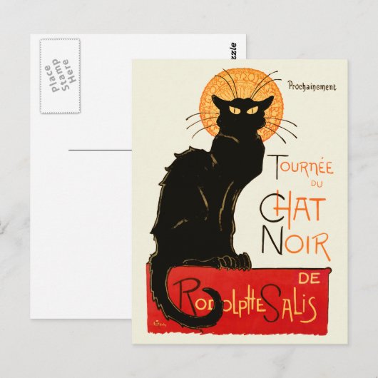 Steinlen Black Cat Classic Frans kunstwerk Briefkaart (Voorkant / Achterkant)