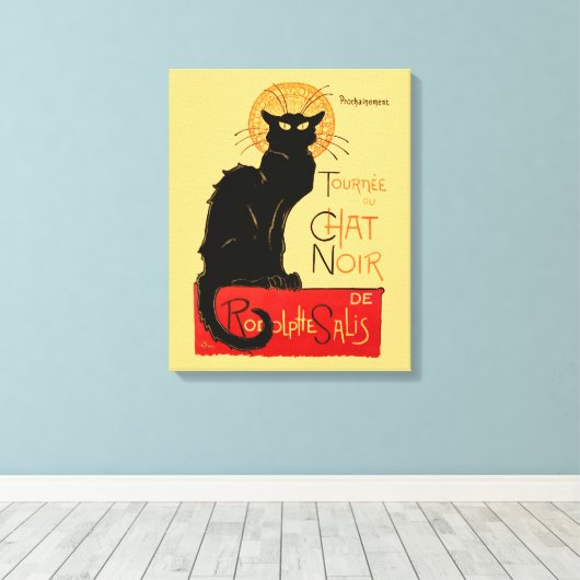 Steinlen Black Cat Classic Frans kunstwerk Canvas Afdruk (Insitu (Houten vloer))