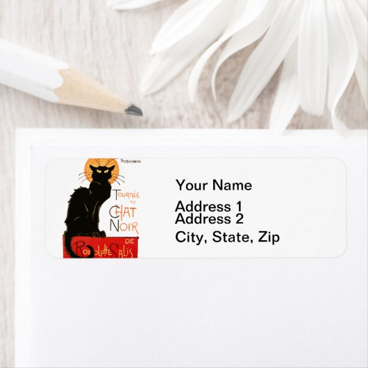 Steinlen Black Cat Classic Frans kunstwerk Etiket (Insitu)