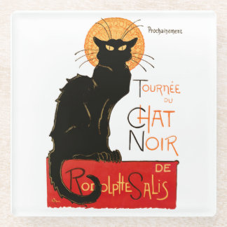 Steinlen Black Cat Classic Frans kunstwerk Glazen Onderzetter