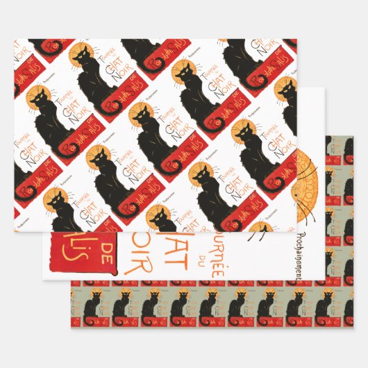 Steinlen Black Cat Classic Frans kunstwerk Inpakpapier Vel (Set)