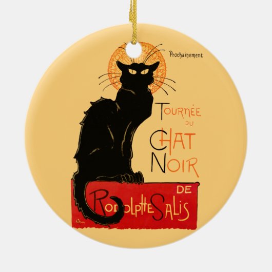 Steinlen Black Cat Classic Frans kunstwerk Keramisch Ornament (Achterkant)