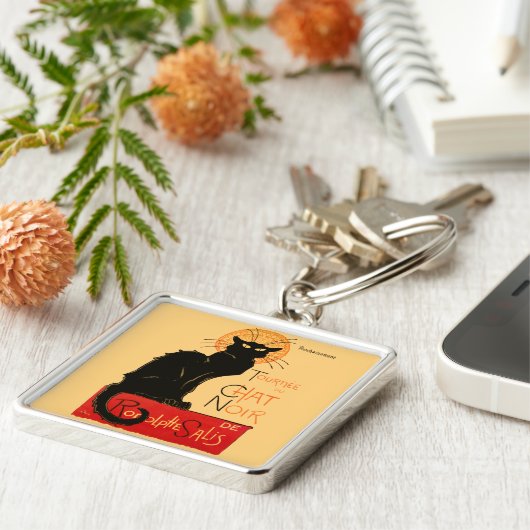 Steinlen Black Cat Classic Frans kunstwerk Sleutelhanger (Zijkant)