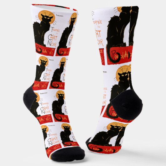 Steinlen Black Cat Classic Frans kunstwerk Sokken (Gebogen)