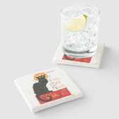 Steinlen Black Cat Classic Frans kunstwerk Stenen Onderzetter (Zijkant)