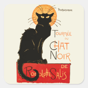 Steinlen Black Cat Classic Frans kunstwerk Vierkante Sticker