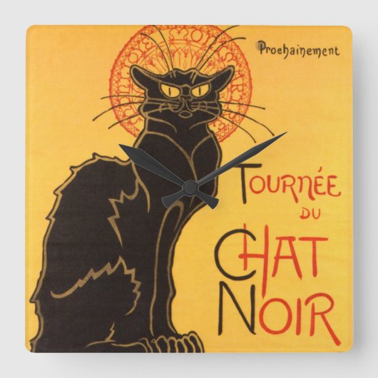 Steinlen: Chat Noir Vierkante Klok (Voorkant)