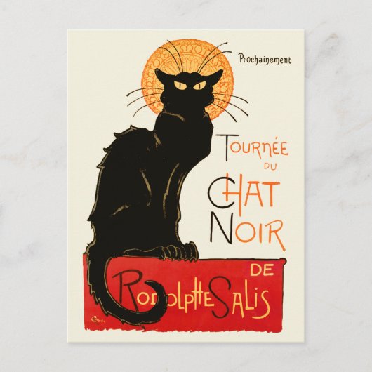 Steinlen Zwarte Kat Klassieke Franse Chat Noir Pos Briefkaart (Voorkant)