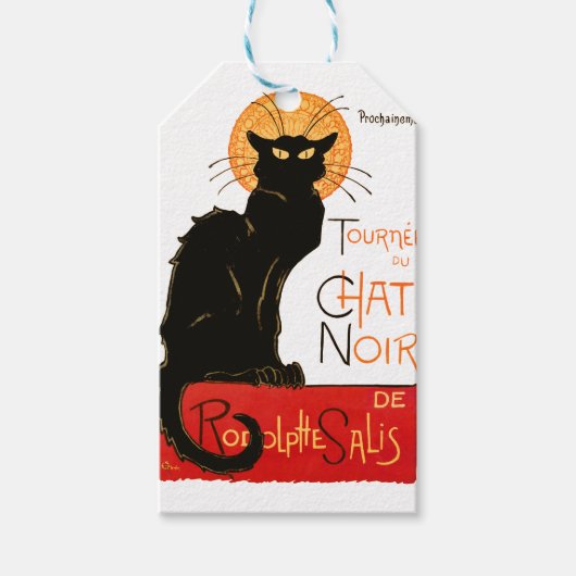 Steinlen Zwarte Kat Klassieke Franse Chat Noir Pos Cadeaulabel (Voorkant)