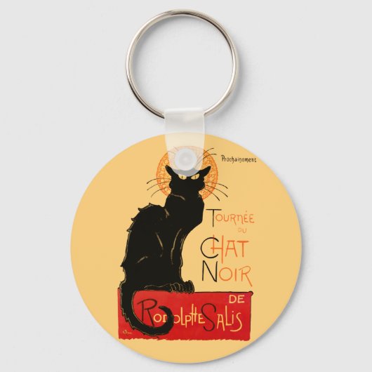 Steinlen Zwarte Kat Klassieke Kunst Sleutelhanger (Voorkant)