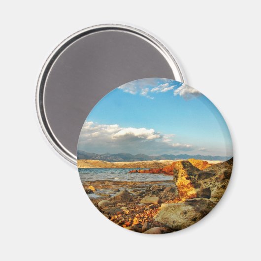 Steinstrand auf der Insel Pag in Kroatien Magneet (Voorkant / Achterkant)