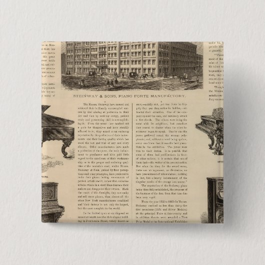 Steinway en Sons, pianoproducenten Vierkante Button 5,1 Cm (Voorkant)