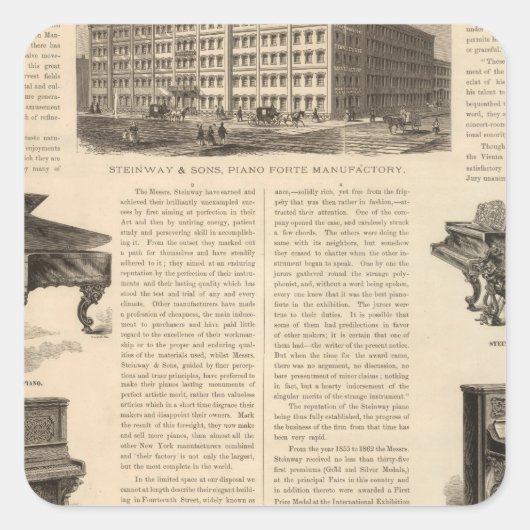 Steinway en Sons, pianoproducenten Vierkante Sticker (Voorkant)