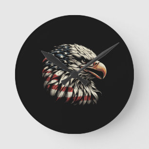 Stekelarend Hoofd Amerikaanse Vlag USA Patriottisc Ronde Klok