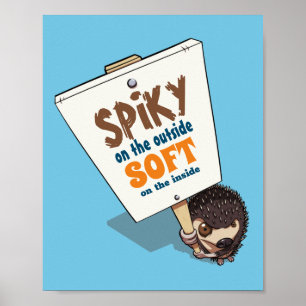 Stekelig aan de buitenkant grappig egel picket tek poster