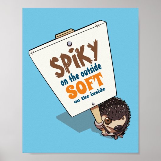 Stekelig aan de buitenkant grappig egel picket tek poster (Voorkant)
