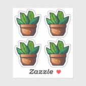 Stekelig groen Plant in Terra Cotta Pot Sticker (Vel)