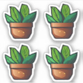 Stekelig groen Plant in Terra Cotta Pot Sticker (Voorkant)