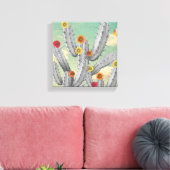Stekelige Cactus Bloemen Collage Kunst Canvas Afdruk (Insitu (Woonkamer))